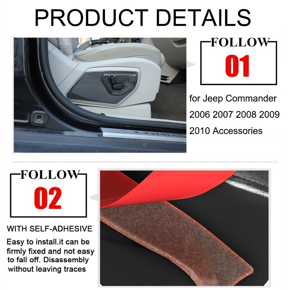 Carbon Fiber for Seat Adjustment Button Cover Trim for Jeep Grand Commander 2006-10