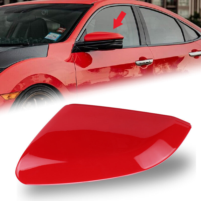 Left Driver Side Red Rearview Mirror Cap Cover LH fit for HONDA for CIVIC 2016-2021