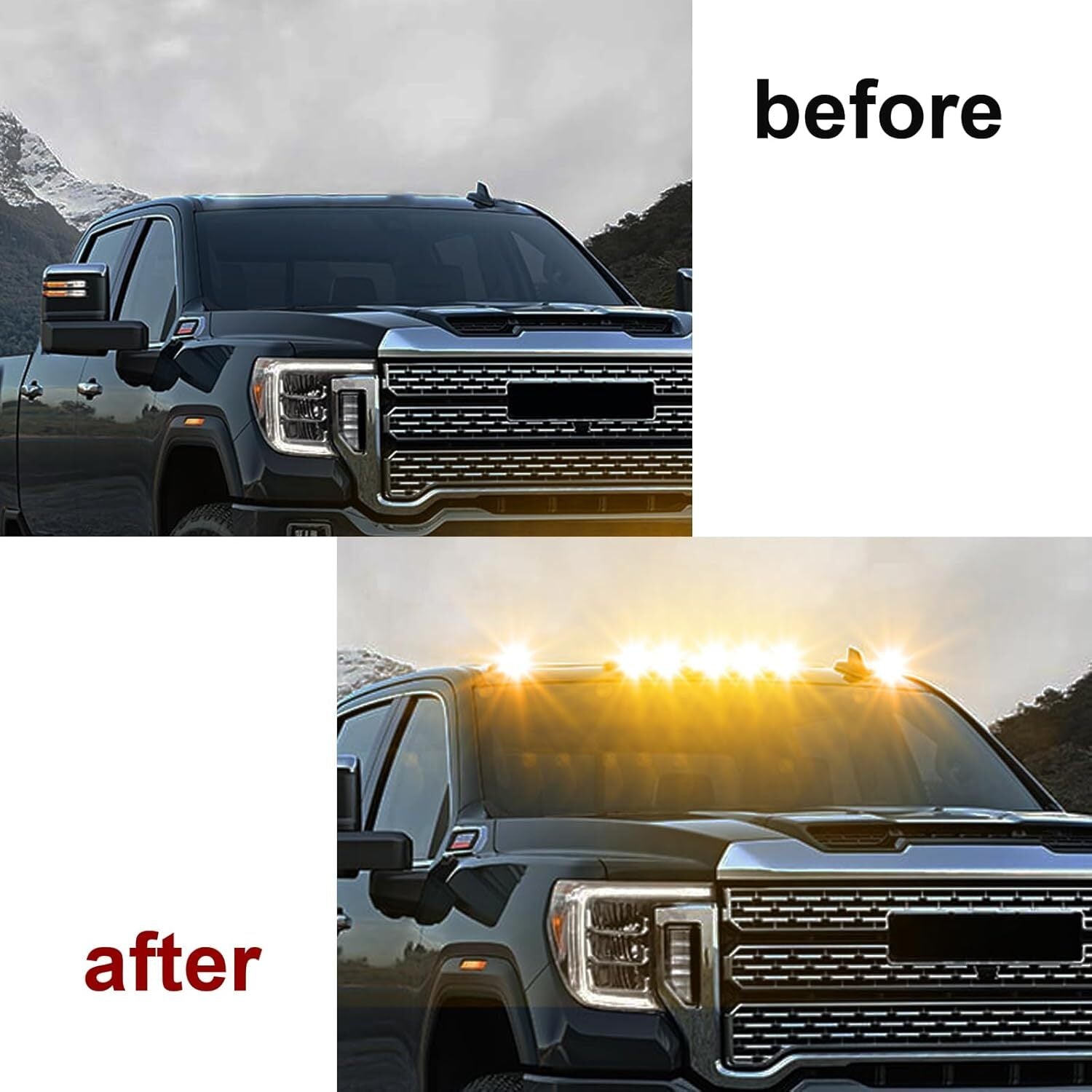 Amber LED Roof Top Running Cab Lights for Chevy Silverado for GMC for Sierra 1500 3500