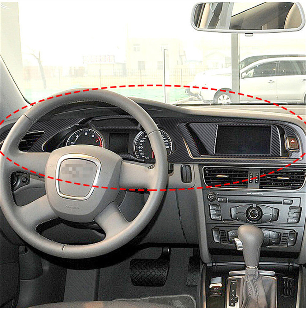 6PCS Carbon Fiber Interior Dashboard Instrument Panel Trim for Audi A4 2009-2010