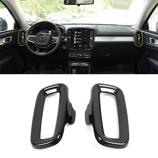 Fit 2018-2020 for Volvo XC40 Dashboard Side Air Vent Outlet Cover Trim Carbon Fiber
