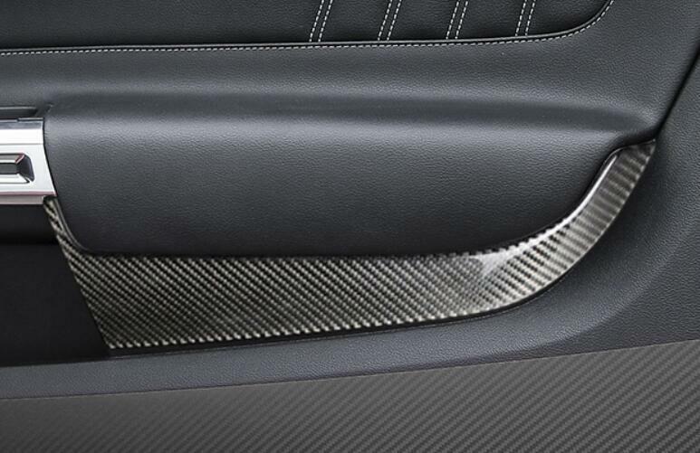 for Ford for Mustang 2015-2022 Carbon Fiber Inner Door Panel Trim Cover Strip 2PCS