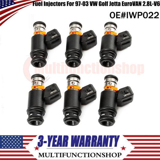 6Pcs Fuel Injectors 97-03 for VW for Golf for Jetta EuroVAN 2.8L-V6 IWP022 021906031D