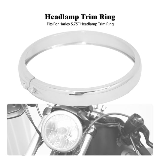 5.75Chrome Headlight Headlamp Trim Ring Fit for Harley Softail Street Bob 18-23