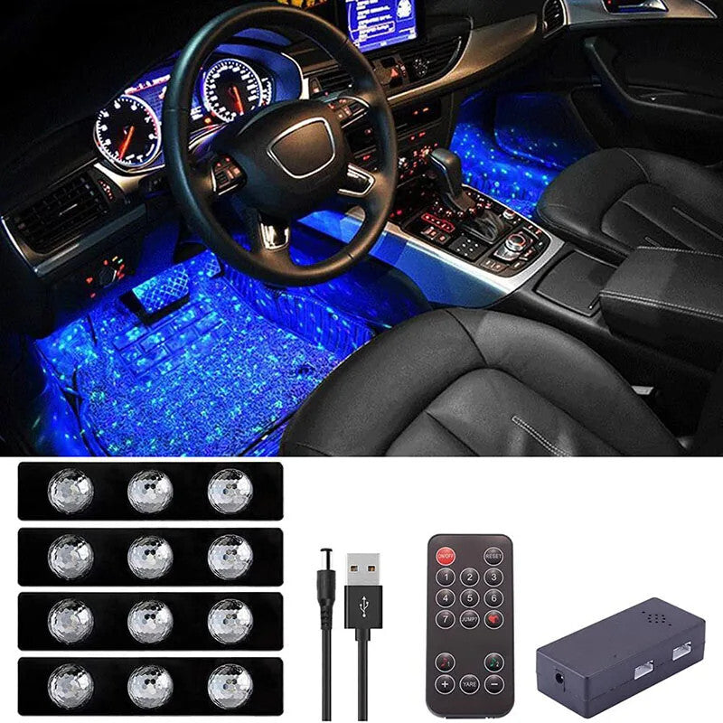 Car Atmosphere Foot Light USB RGB LED Starlight Ambient Decorative Carpet Lamp