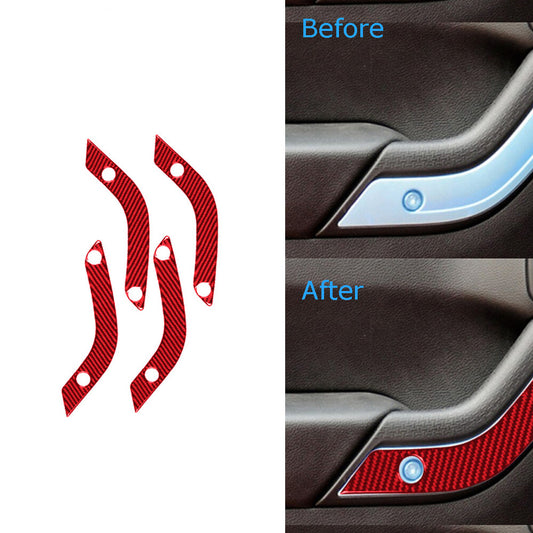 4Pcs Red Carbon Fiber Door Handle Cover Trim for Jeep for Wrangler JK 2011-2017