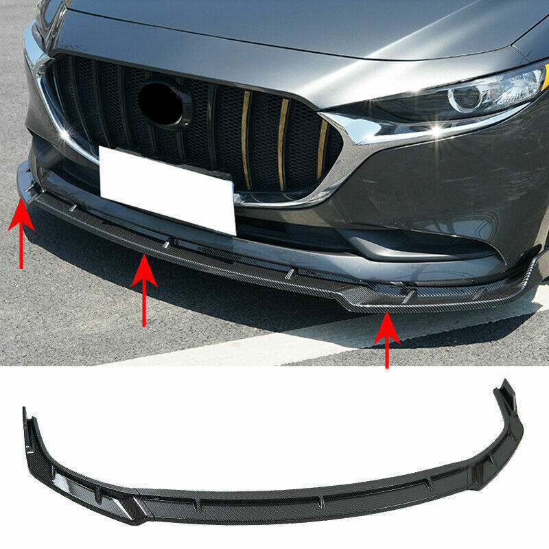 3P Carbon Front Bumper Guard Chin Spoiler Body Kit Trim for Mazda 3 Axela 19-23