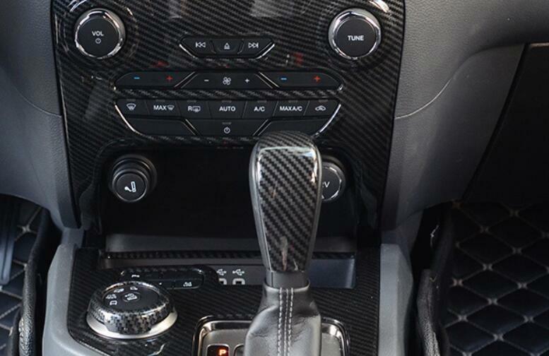 Fit for Ford Ranger 2015-2021 Carbon Fiber Gear Shift Knob Shifter Lever Trim 1
