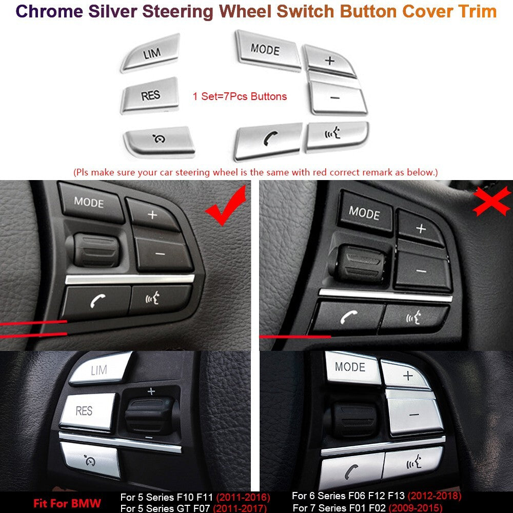 for BMW 5 6 7 Series F10 F07 F06 F01 Car Steering Wheel Buttons Cover Sticker