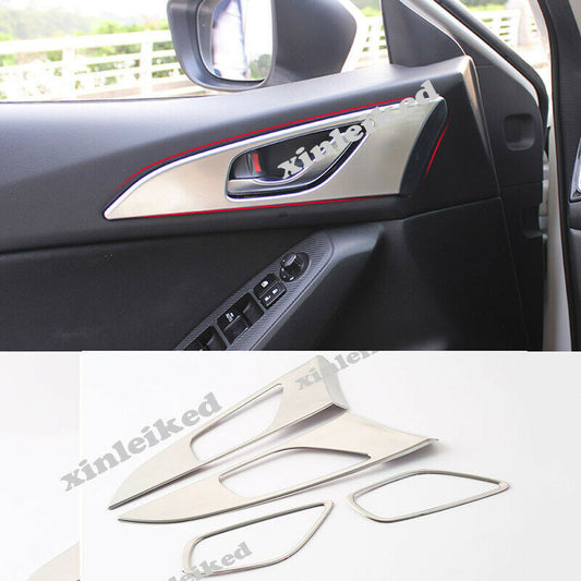 Matte Silver Inner Door Handle Bowl Frame Cover Trim for Mazda 3 Axela 2017-2018