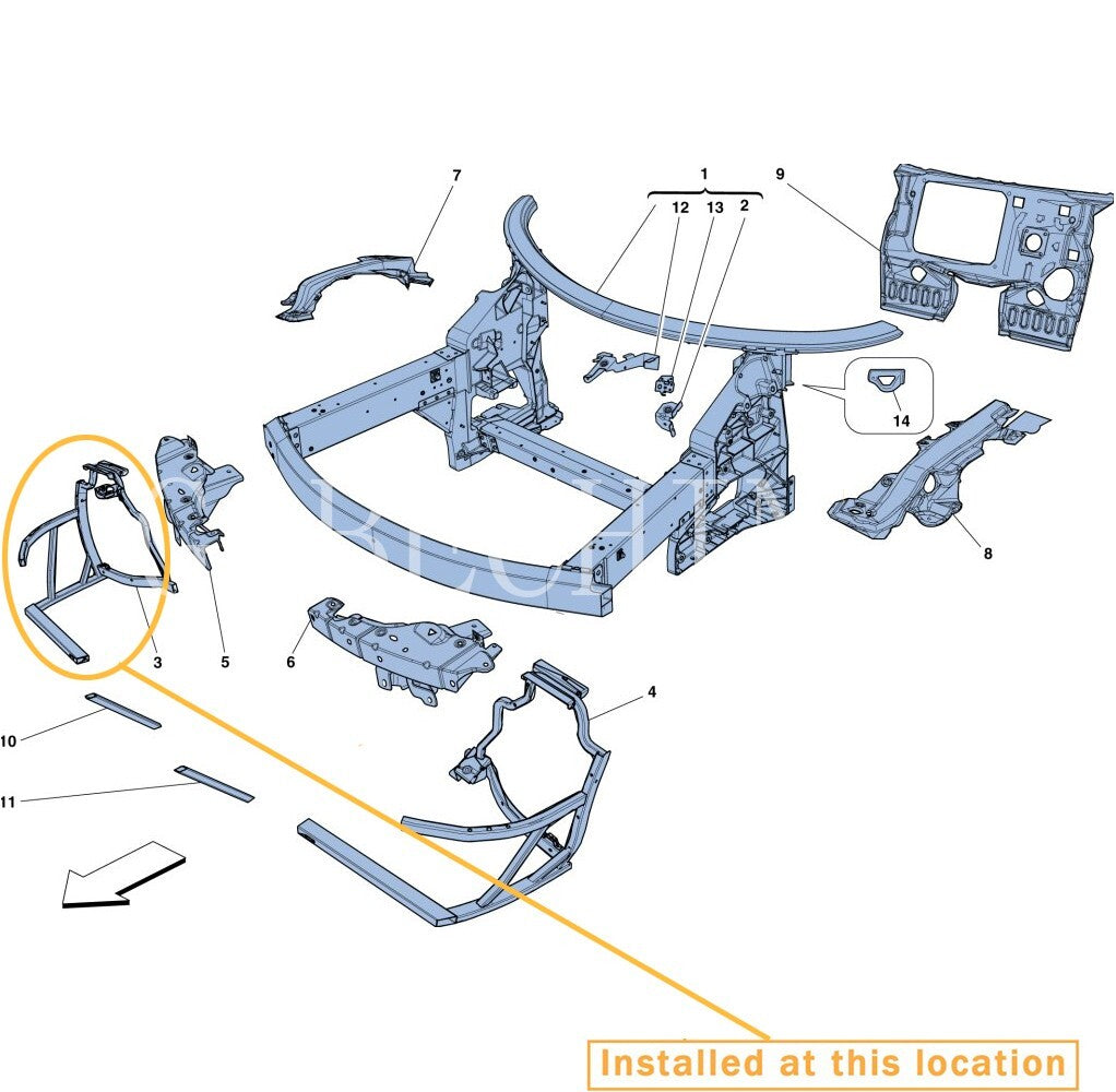 for Ferrari 458 Italia Spider front subframe right bracket : 82520600