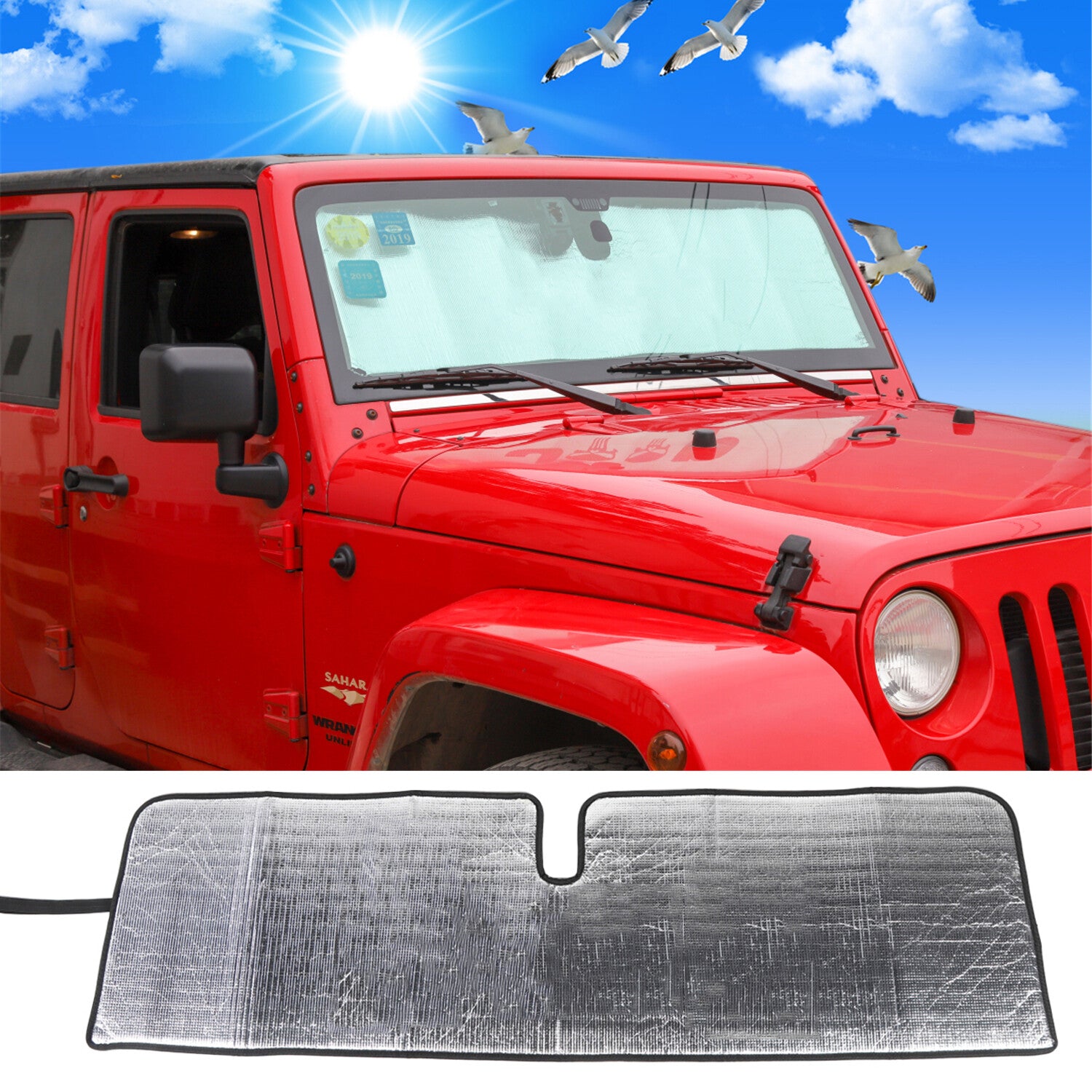 for Jeep for Wrangler JK 2007-2018 Sunshade 2/4 Door Windshield UV Heat Insulation