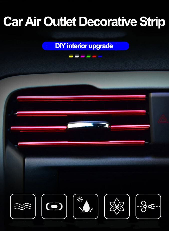 10-Piece Car Air Conditioner Socket Decorative Molded Trim Strips in Red for BMW