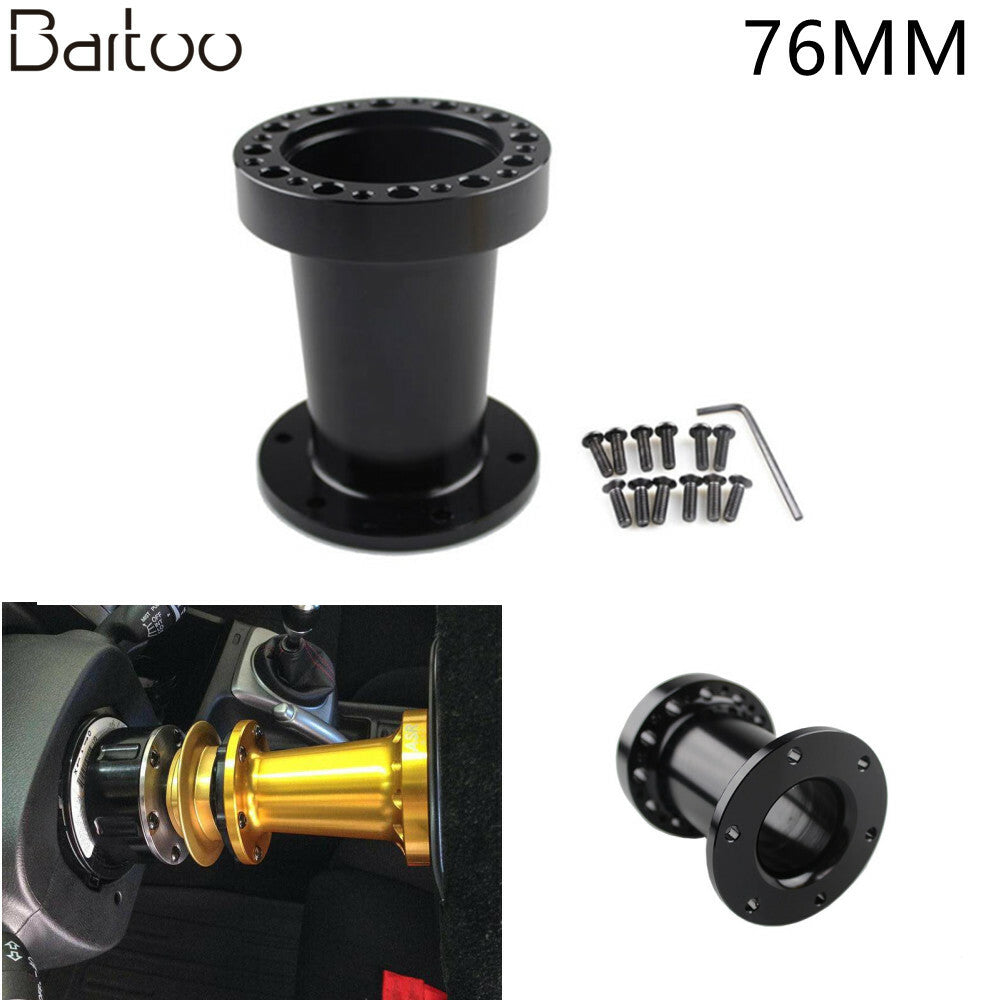 3 76mm Universal Steering Wheel Hub Spacer Adapter 6Hole Adapter Boss Kit Black