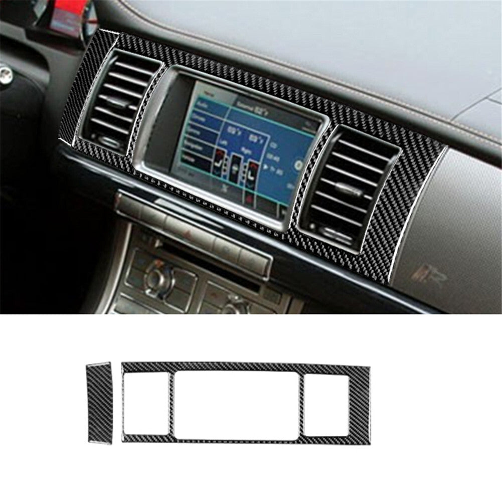 Central Control Display Frame Trim Cover Carbon Fiber for Jaguar XF 2009-2011