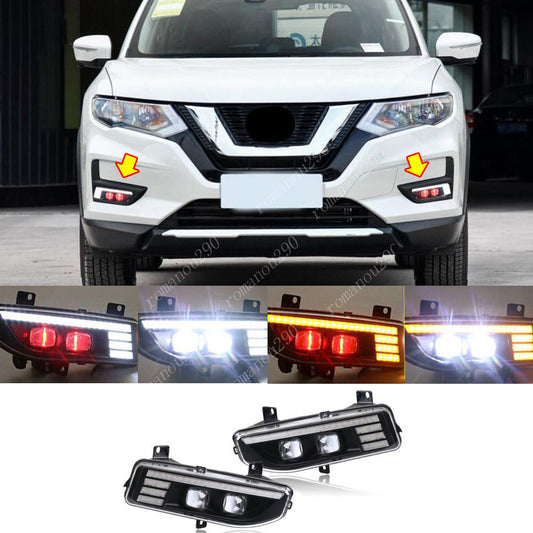 2P for Nissan Rogue 2017-2020 LED Car DRL lights/Turning lights/Front Fog lights