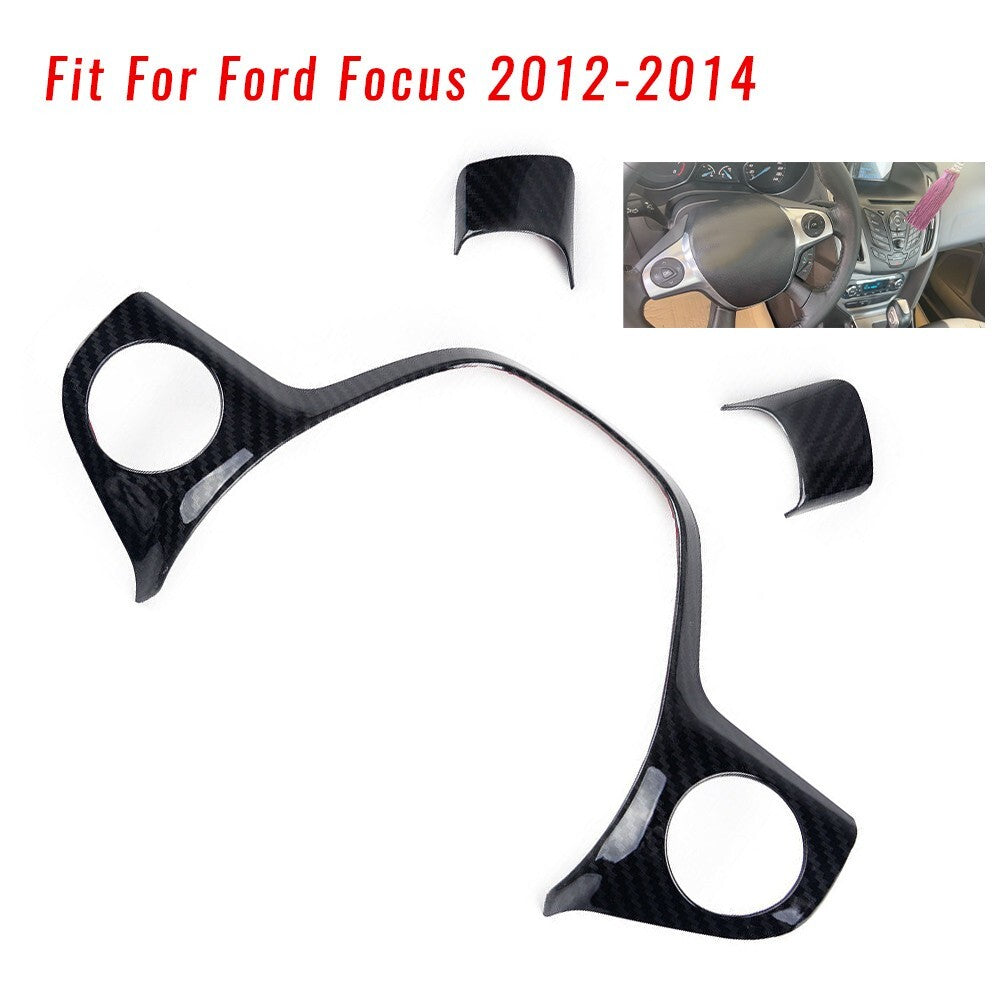 3 PCS Carbon Fiber Style Steering Wheel Cover Trim Fit for Ford Focus 2012-2014