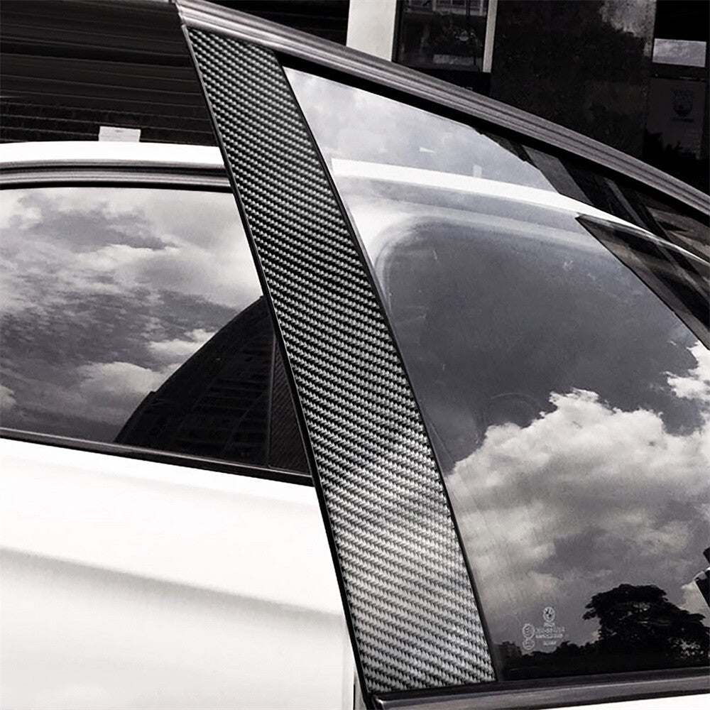 6Pcs Carbon Fiber Door Window Pillar Posts Panel Cover Kit for Audi A6 2012-2018