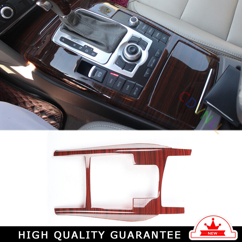 Inner Console Gear Shift Frame Cover Trim 1PCS for Audi A6L 2005-2011 Red Wood