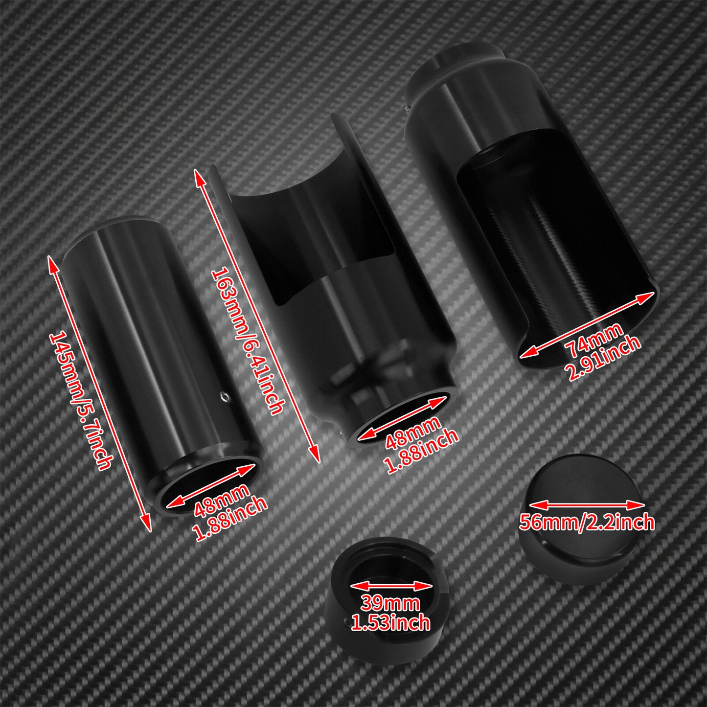 Black Front Fork Slider Boot Cover Tube Cap Set Fit for Harley Breakout 2018-21