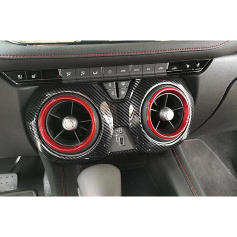 for Chevy Blazer 2019-22 Carbon Fiber Central Console Air Vent Outlet Cover Trim