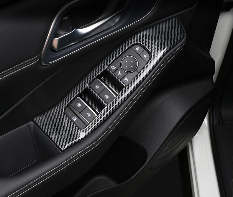 Carbon fiber interior window switch panel cover trim for Nissan Rogue 2021 - 2023