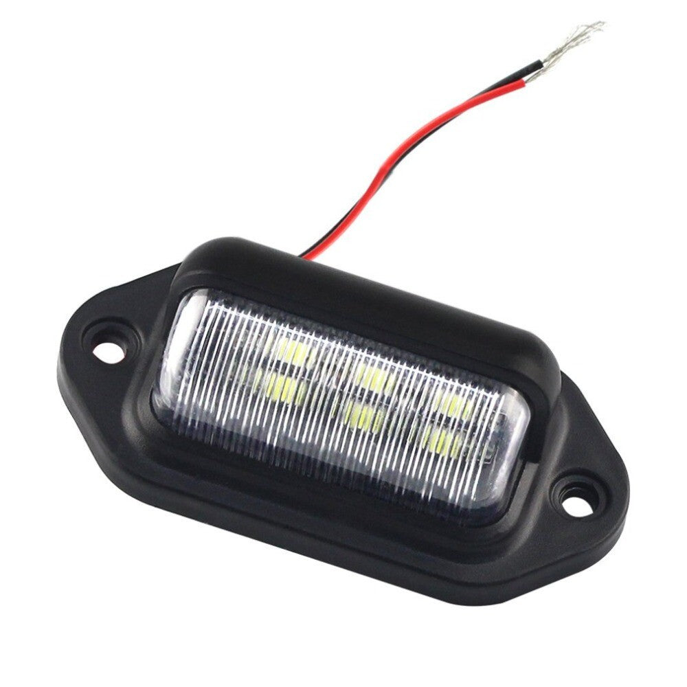 White 6 LED Rear Tail License Number Plate Light Lamp 12-24V Car Truck Trailer