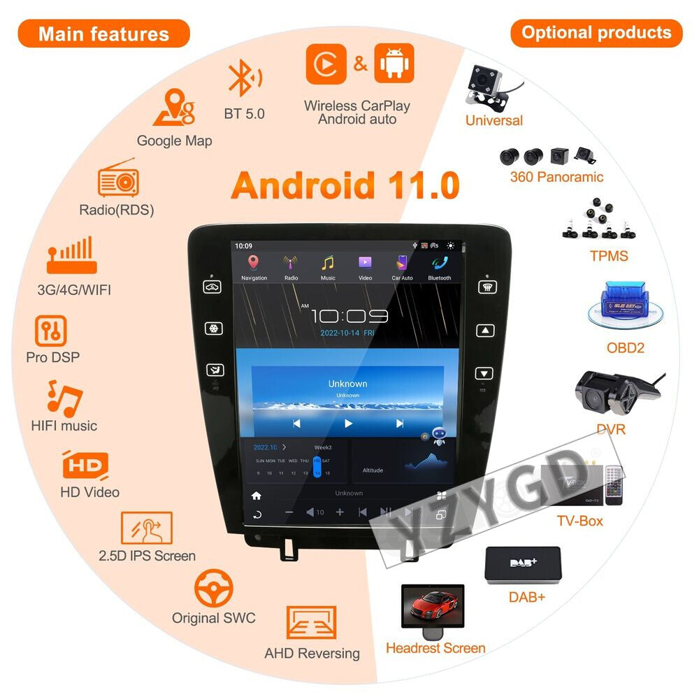 for Ford for Mustang 2009-2013 Android 2Din Car Radio Stereo CarPlay Receiver Screen