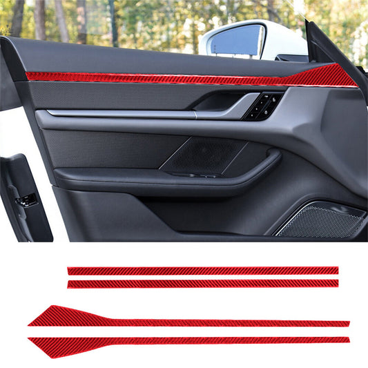 Red Carbon Fiber Interior Door Panel Decorative Cover for Porsche Taycan 2019-22
