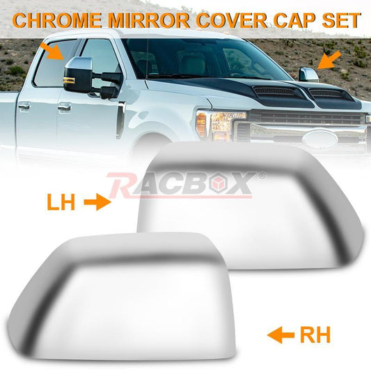 Chrome Mirror Cover Cap Set - LH RH FOR 17 thru 22 Super Duty F250 F350 for Ford