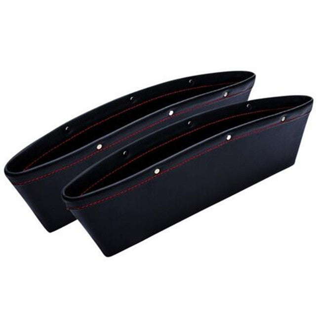 2 PCS Set PU Black Bag Leather Box Caddy Car for Seat Slit Pocket Storage Organizer