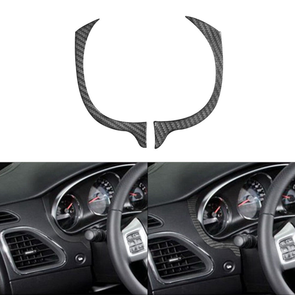 2X Carbon Fiber Speedometer Outer Frame Cover Trim for Chrysler 200 2011-2014