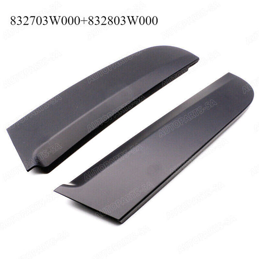 Two black C-pillar rear door hood exterior molding trim pieces for Kia Sportage 11-2016