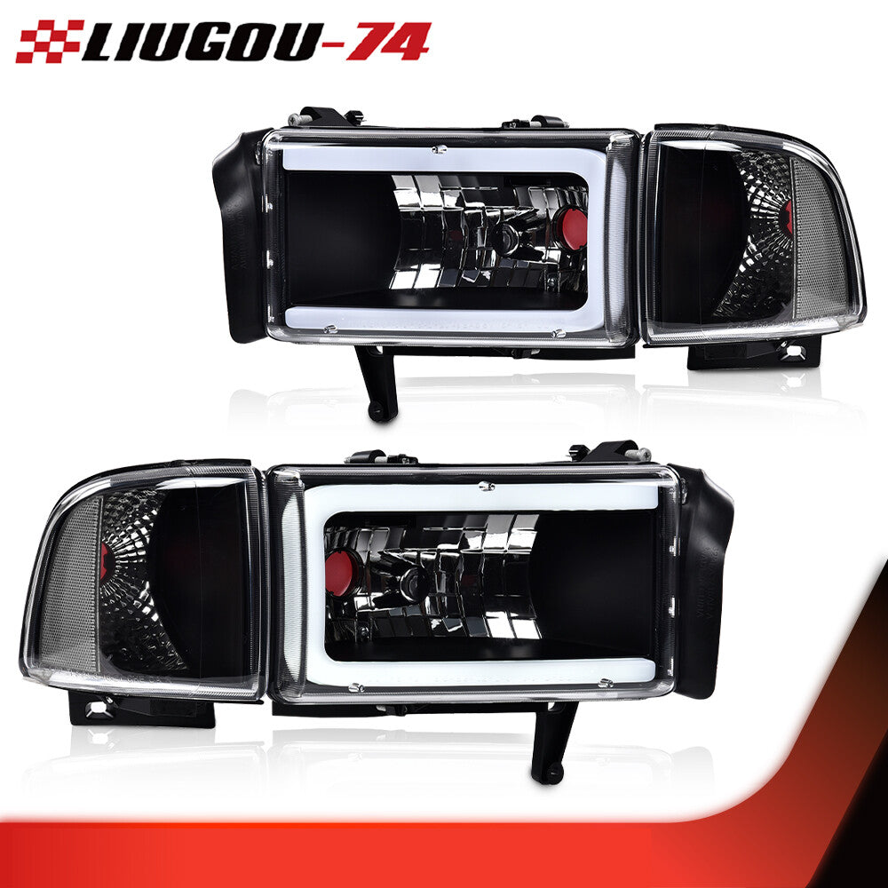 Black/transparent corner LED DRL headlights suitable for 94-02 for Dodge for Ram 1500 2500 3500