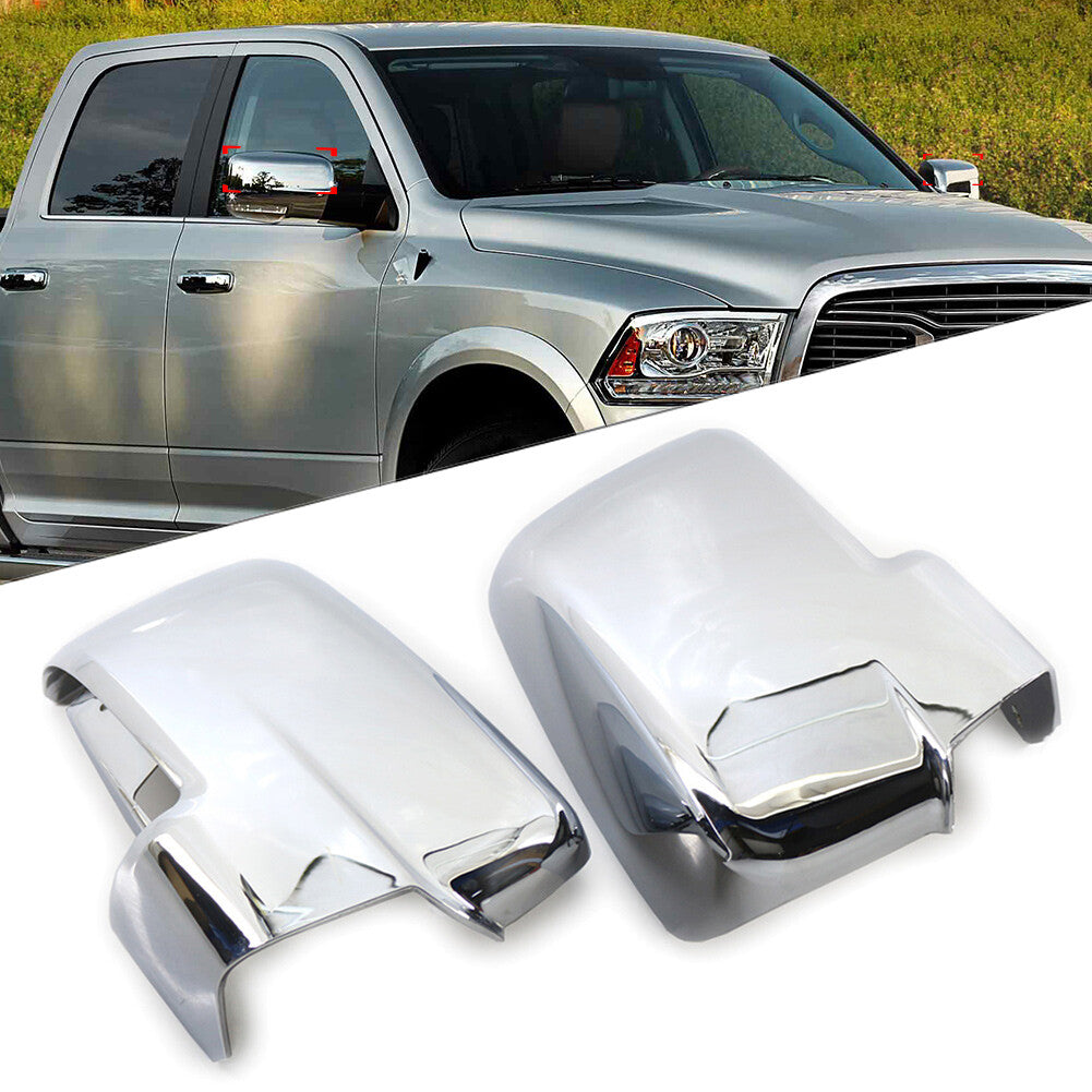 Mirror Covers W/ Bottom Turn Signal Cutout Fit for Dodge for Ram 1500 2013-2018 Chrome