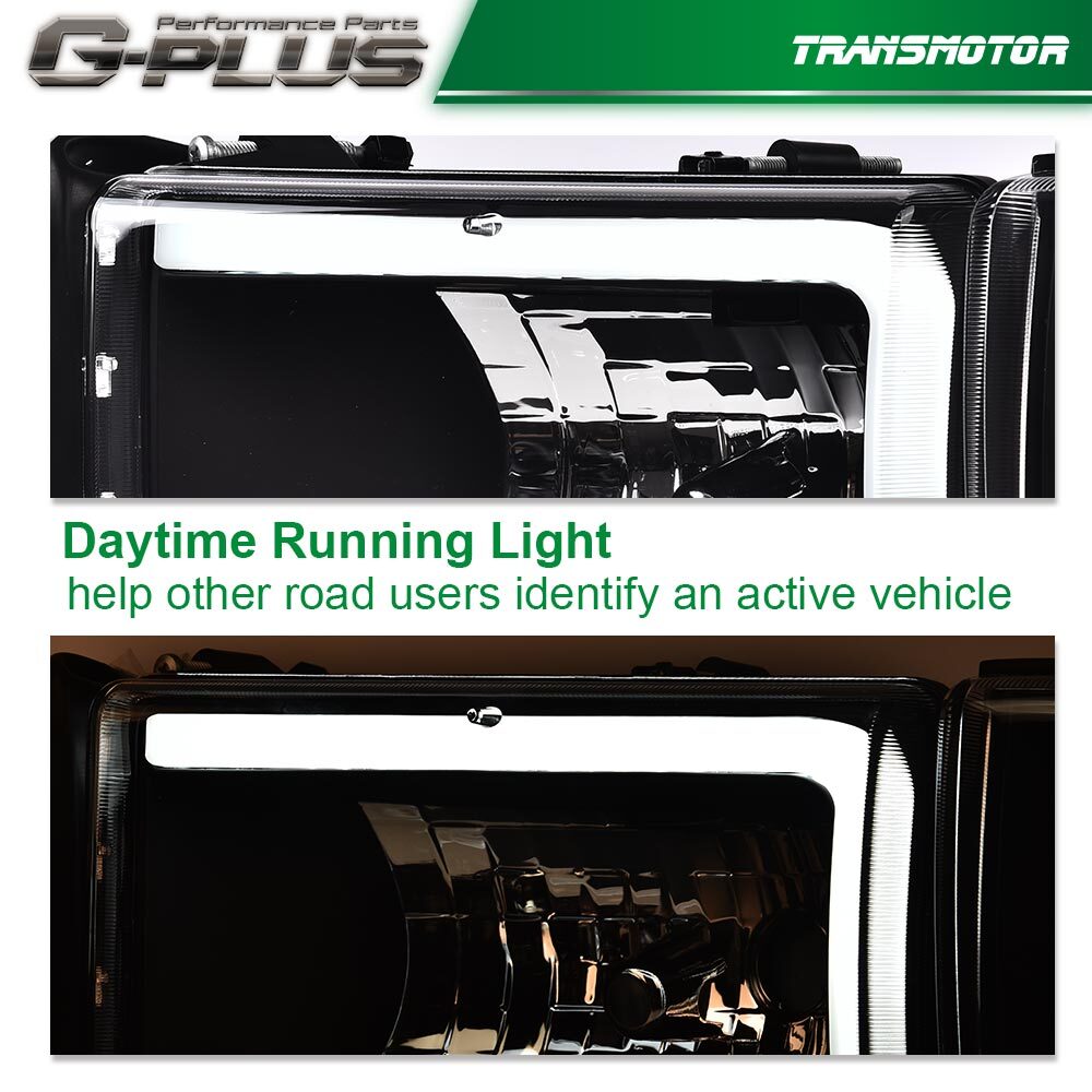 Suitable for 1994-2002 for Dodge for RAM 1500 2500 3500 pickups, black LED DRL headlight.