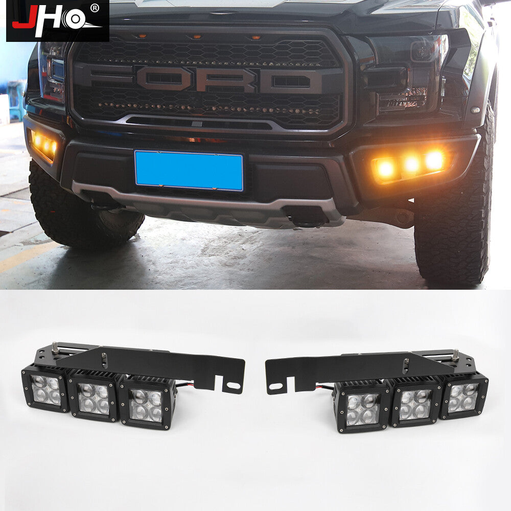 Yellow LED Work Light Bar Spot Flood Pods Fog Lamp for Ford F-150 2017-19
