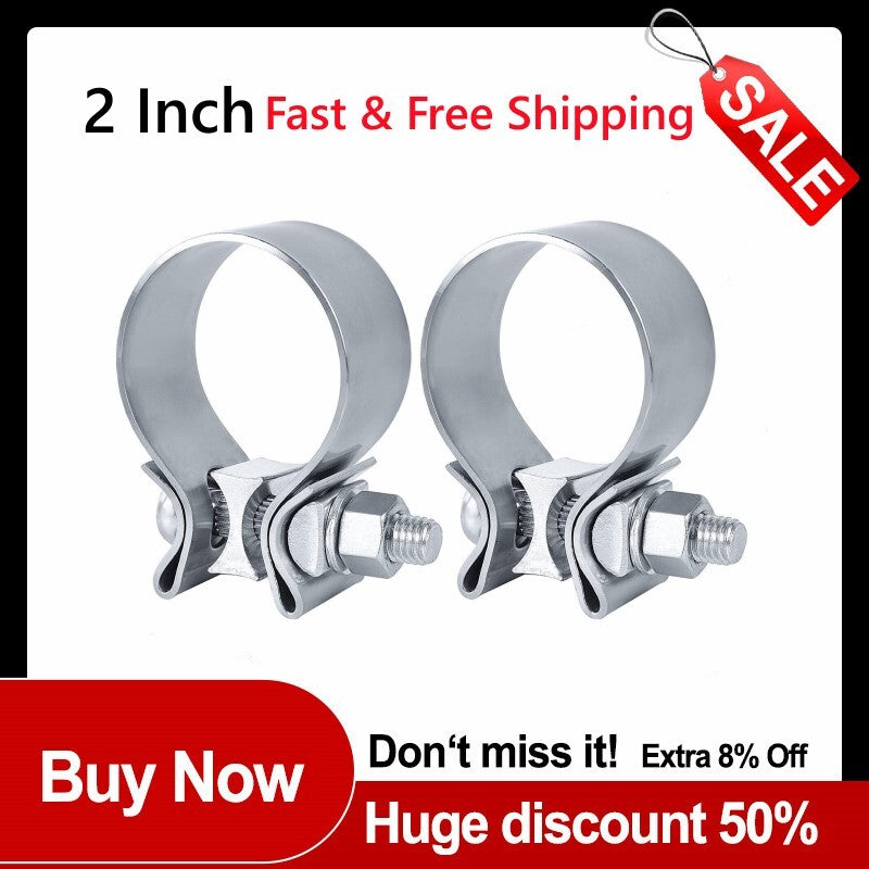 new 2-Piece 2-inch T409 Stainless Steel Narrow Strip Exhaust Clip Sealing Strip 2-inch