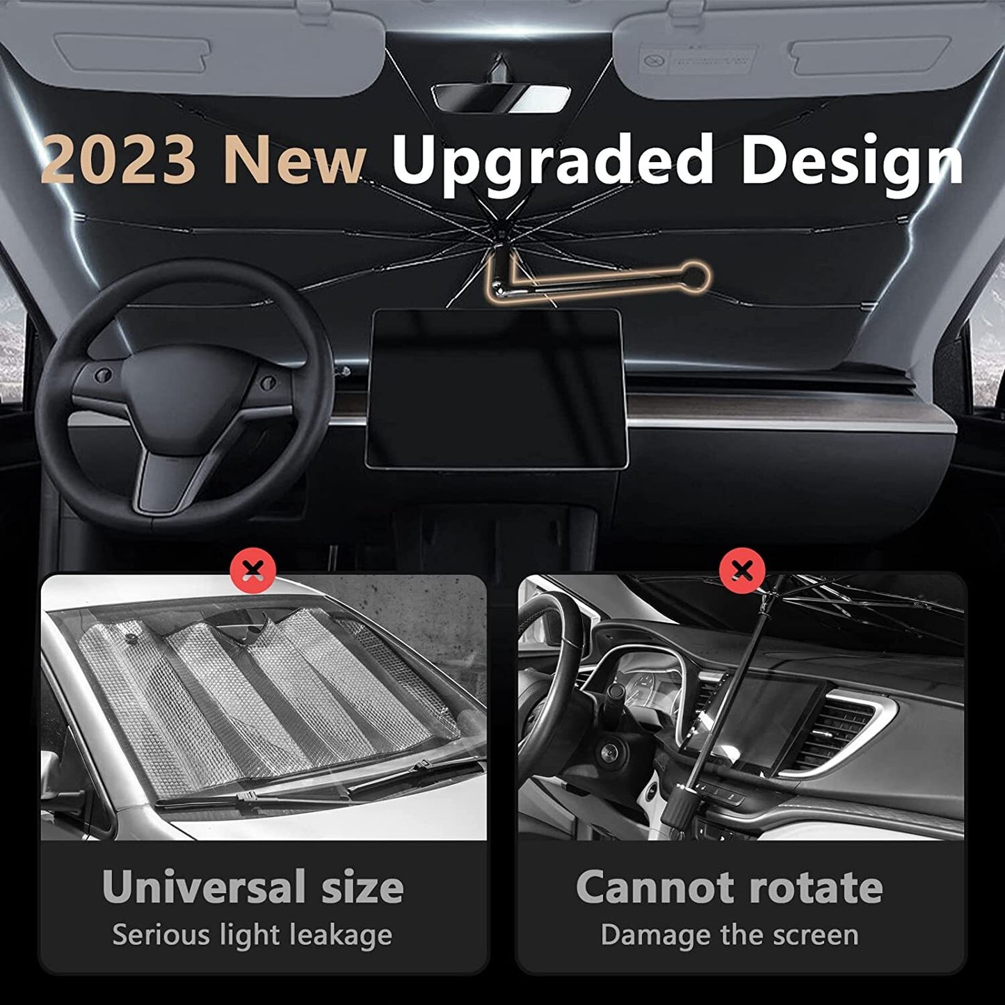 for Chevrolet Car Windshield Sun Shade Umbrella W/ Rotation Bendable Handle