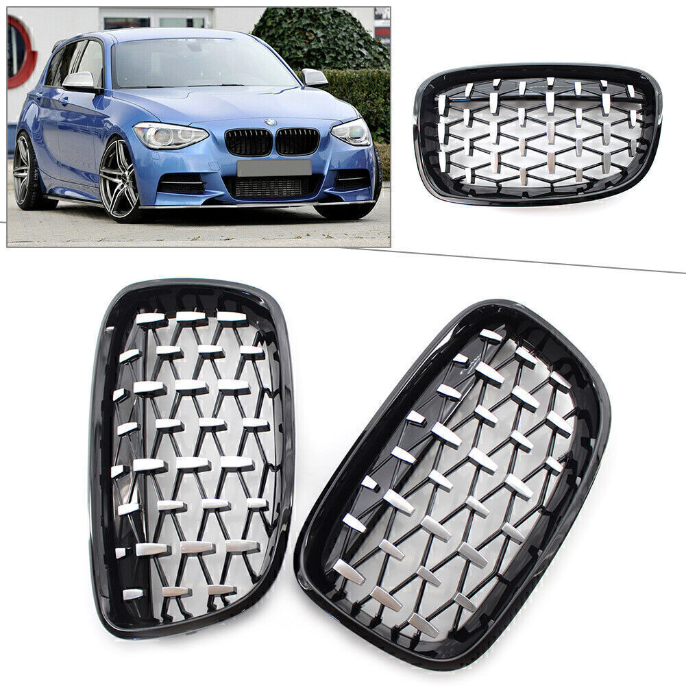 Front Black Grille Chrome Diamond Meteor Latest Style for BMW 1Series F20 11-14