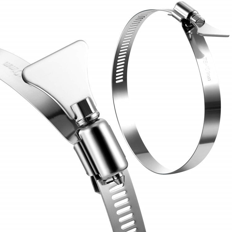 5-inch hose clamps for air hoses, water hoses, fuel hoses, thumb screws, and butterfly hose clamps.
