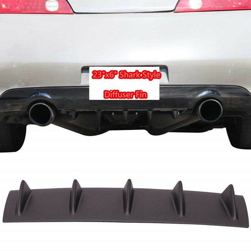 Car SUV Shark Fin 5 Wing Lip Diffuser Rear Bumper Chassis Black ABS Spoiler Lip