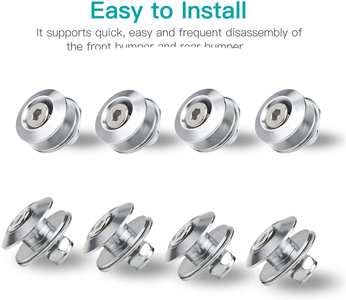 8-piece pack of thin-plate bumper quick-release front and rear bumper fasteners and trunk mudguard clips
