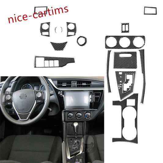 15Pcs Central Control Gear Shift Set Trim For Toyot@ for Corolla 2014-18Carbon Fiber