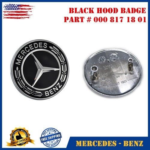 FOR Black Hood Emblem Laurel Wreath Flat Logo GT CLA SLK CLS SL CLS S