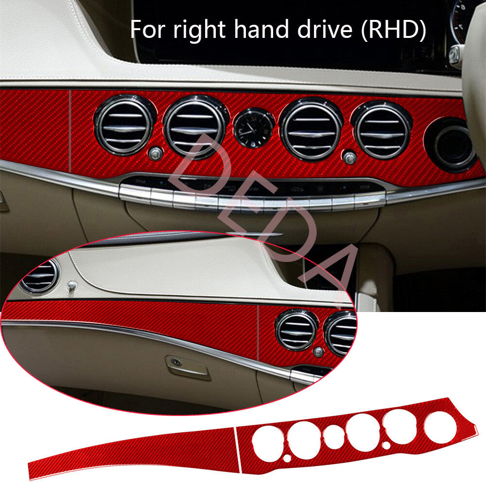 for Benz S Class W222 13-20 RHD Central Control Dashboard Panel Cover Red Carbon