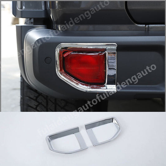 for Jeep for Wrangler JL 2018-2022 Chrome Car Rear Bumper Fog Light Lamp Frame Trim