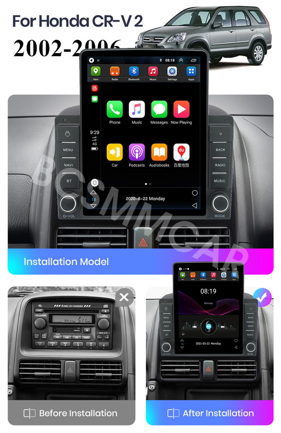Fit for Honda CRV 2002-2006 Android 14 9.7 Car Stereo Radio GPS WIFI FM Player