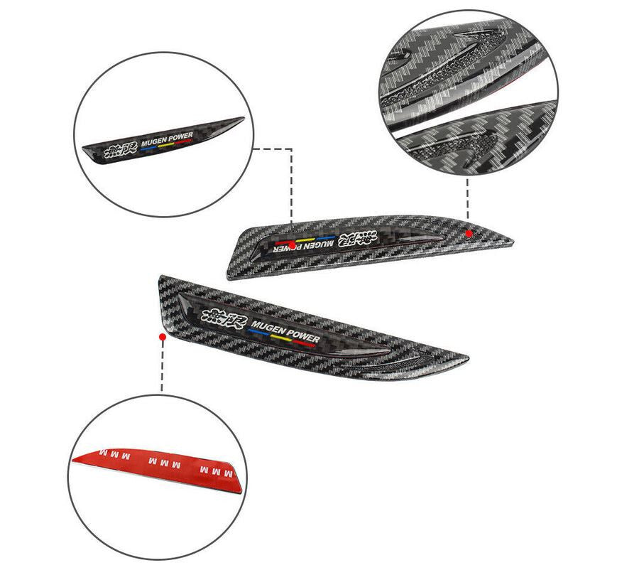 2-piece car side fender badges, rear trunk sticker badges, Mugan black carbon exterior