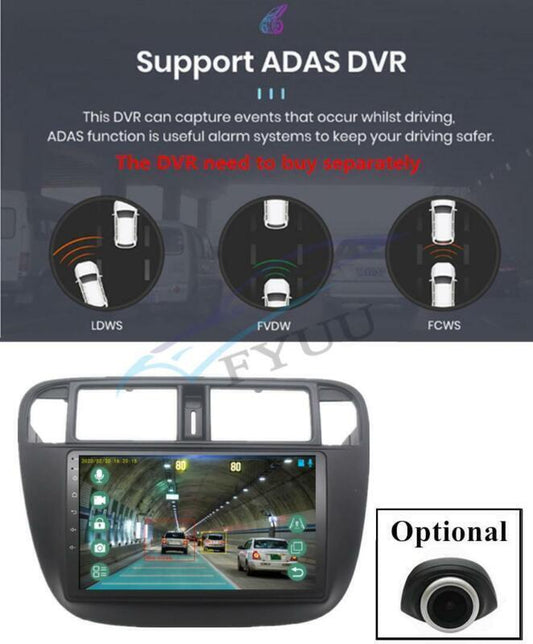 Auto WiFi For 95-00 for Honda for Civic LHD 9 Android 10.1 Car Stereo GPS Navi Player